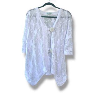 Lulu-B White Star Beach Crochet Cover Up Knit Top Women's Size Small Swim Summer
